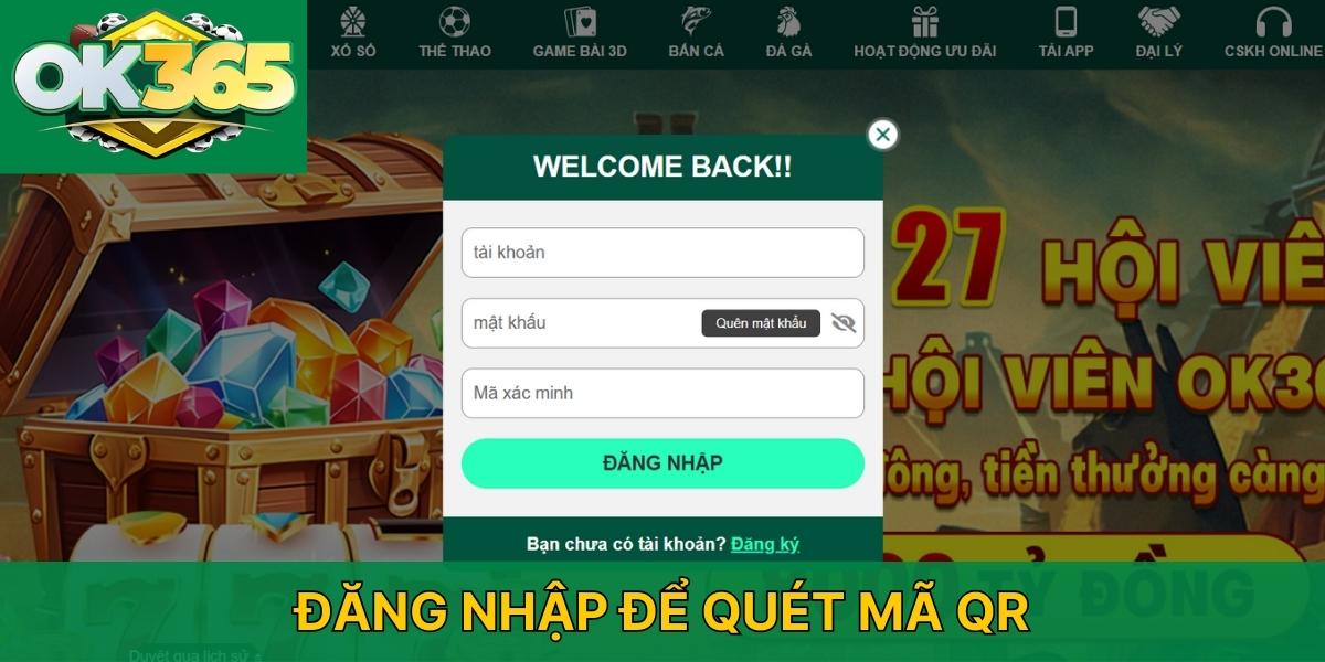 Đăng nhập OK365 để quét mã QR